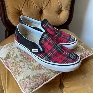 Slip on Buffalo plaid Vans size 7